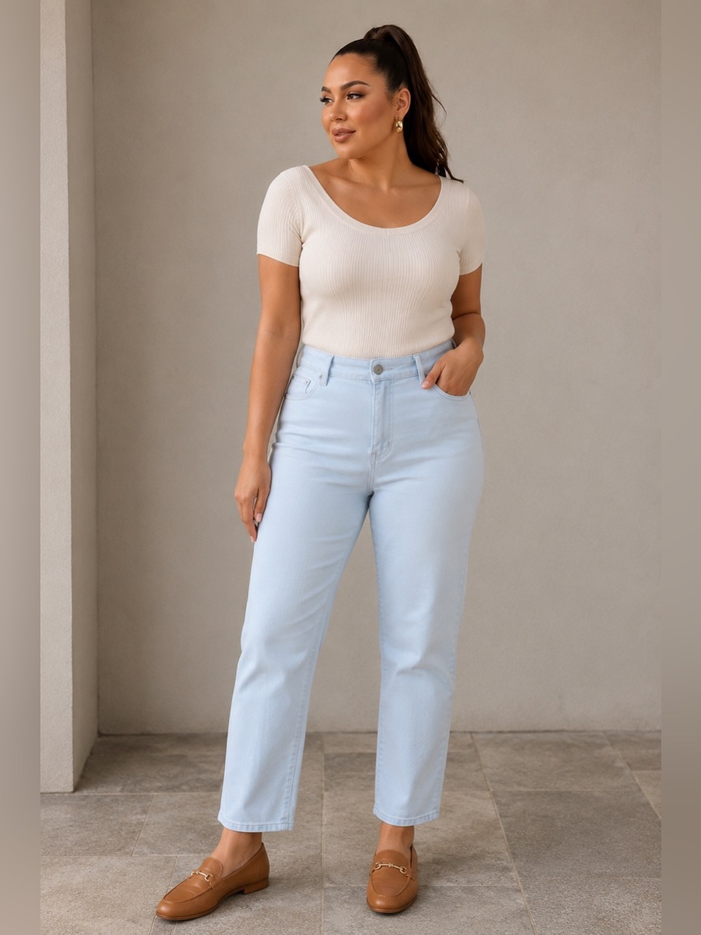Buffalo David Bitton Pale Blue Straight Leg Jeans